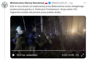 [VIDEO] Minionej doby tj.17.11 na granicy polsko-białoruskiej odnotowano 501 prób nielegalnego przekroczenia tego odcinka. 