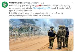 [VIDEO] Minionej doby tj.17.11 na granicy polsko-białoruskiej odnotowano 501 prób nielegalnego przekroczenia tego odcinka. 