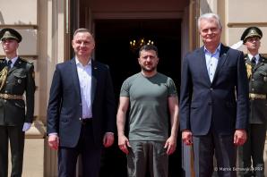 [VIDEO] W stolicy Ukrainy w ramach Trójkąta Lubelskiego spotkali się Prezydenci Polski, Ukrainy i Litwy