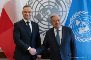 [VIDEO] Kwestie bezpieczeństwa w kontekście trwających konfliktów: na Ukrainie i na Bliskim Wschodzie oraz zrównoważony rozwój to tematy rozmów Prezydenta Andrzeja Dudy w siedzibie ONZ w Nowym Jorku